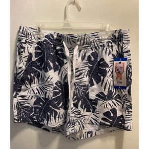 🌸✨NWT Nautica Women’s Blue and White Floral Linen Pull On Shorts Large